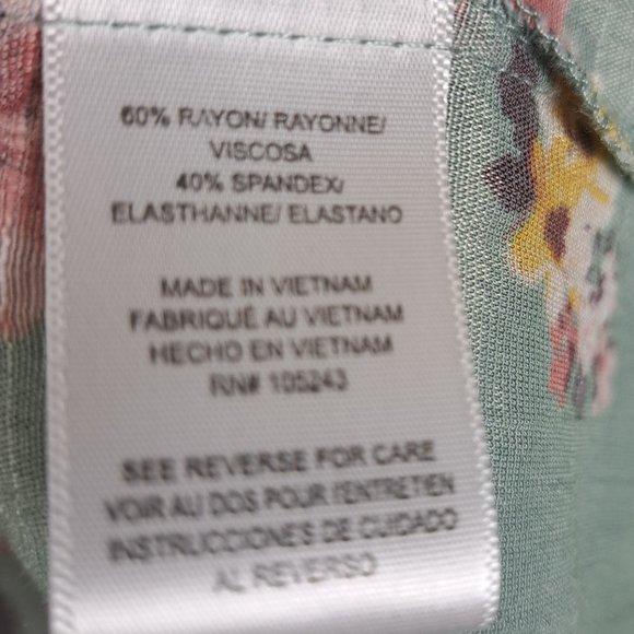 MOD Lusive Women's Floral Green 3/4 Ruffle Sleeve Blouse Boho Size Large - Picture 10 of 10